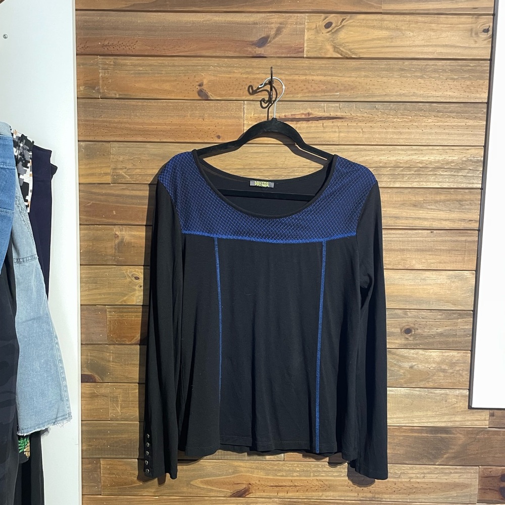 Elegant Black and Blue Women's Blouse